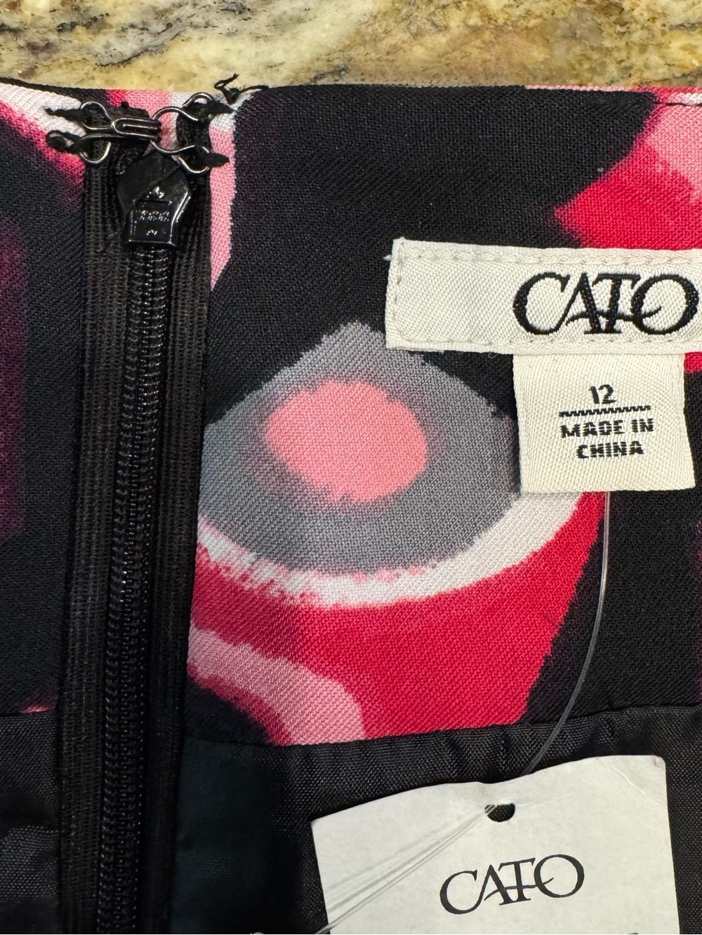 Cato Woman Pink Black Lined Straight Abstract Skirt Women’s Size 12 NWT - Picture 8 of 10